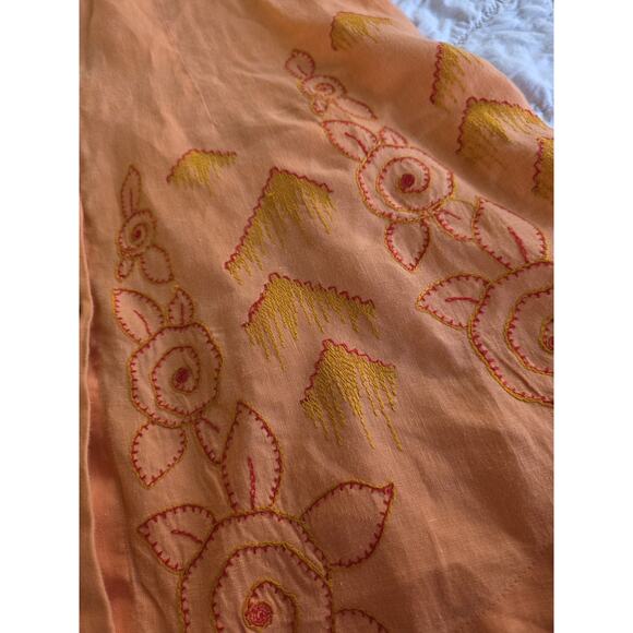 J. Jill Women's Medium 100% Linen Embroidered Tunic Top Peach 3 Quarter Sleeve - Picture 8 of 16